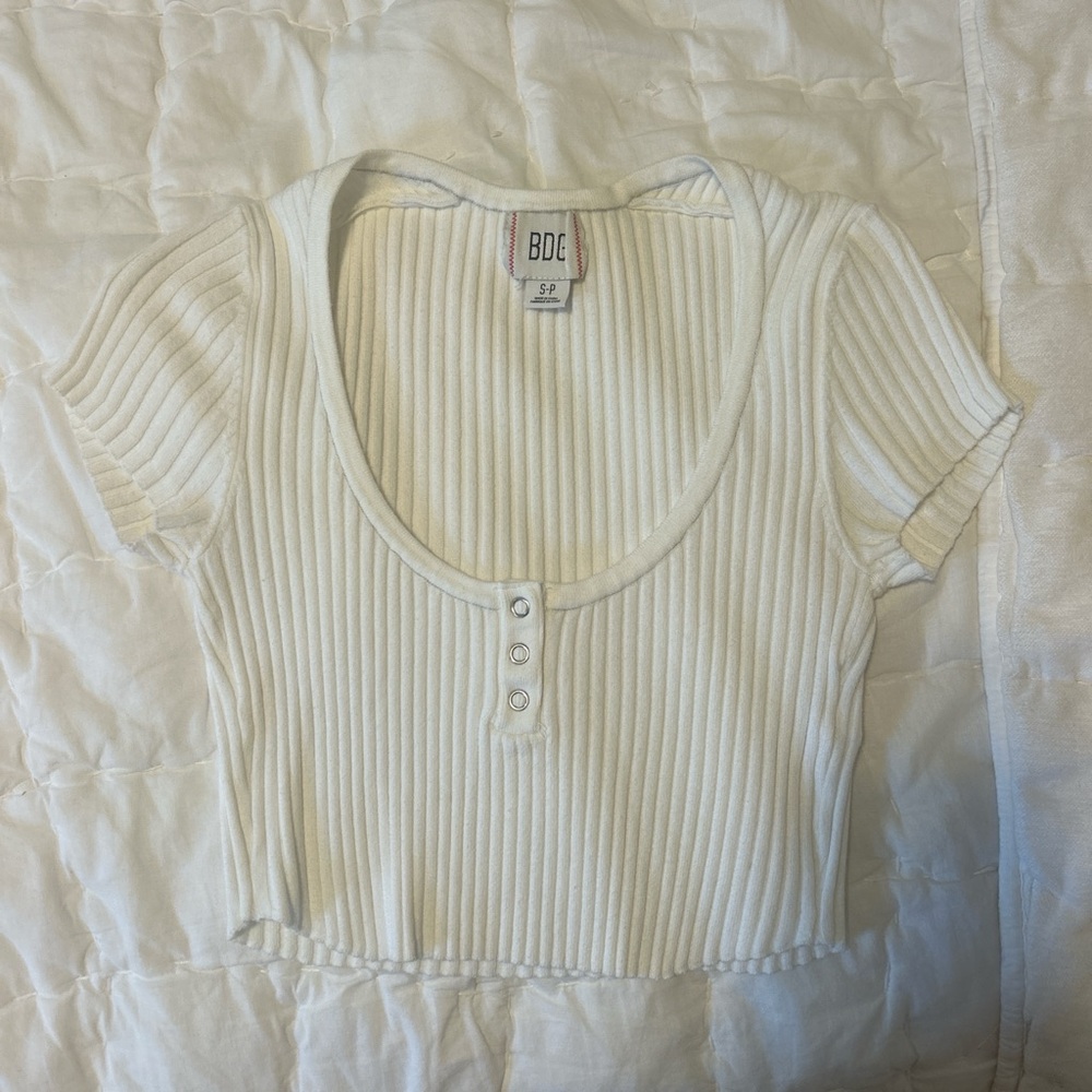 BDG Women's White Ribbed Tshirt